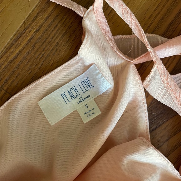 Peach Love California Apricot Cold Shoulder High Low Dress with Ruffles - Picture 6 of 7